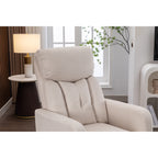 022-Linen Fabric Swivel Rocking Chair Gilder Chair With Pocket