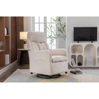 022-Linen Fabric Swivel Rocking Chair Gilder Chair With Pocket