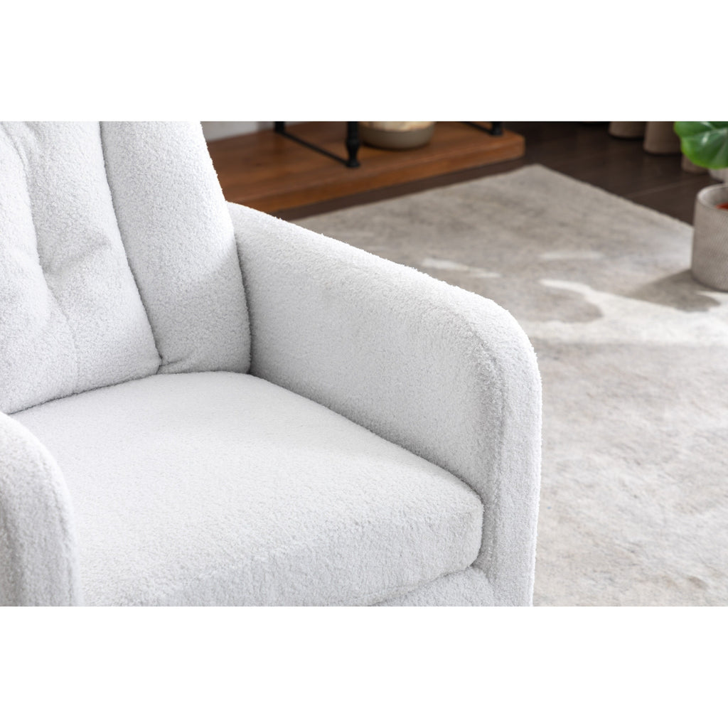 022-Linen Fabric Swivel Rocking Chair Gilder Chair With Pocket