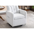 022-Linen Fabric Swivel Rocking Chair Gilder Chair With Pocket