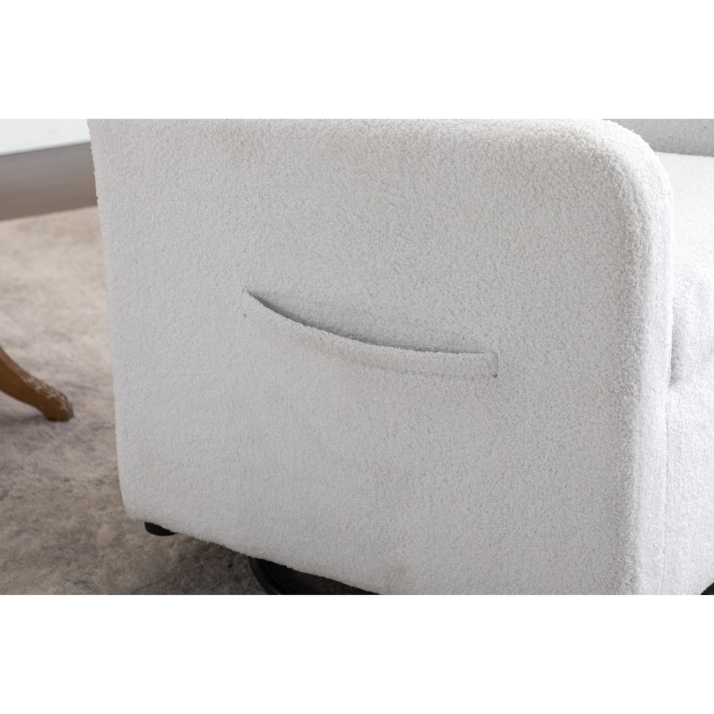 022-Linen Fabric Swivel Rocking Chair Gilder Chair With Pocket
