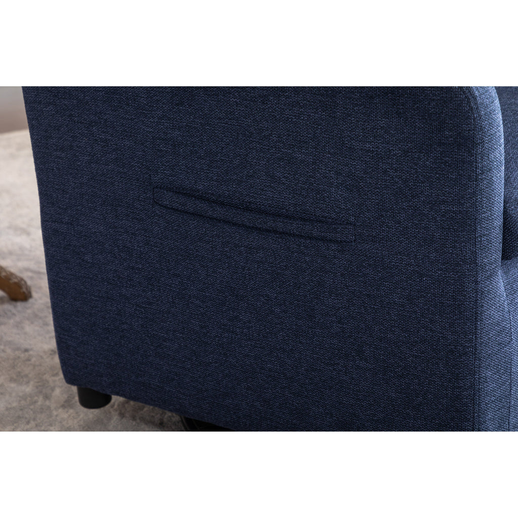 022-Linen Fabric Swivel Rocking Chair Gilder Chair With Pocket