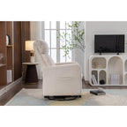 022-Linen Fabric Swivel Rocking Chair Gilder Chair With Pocket
