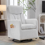 022-Linen Fabric Swivel Rocking Chair Gilder Chair With Pocket