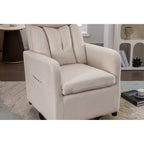 022-Linen Fabric Swivel Rocking Chair Gilder Chair With Pocket
