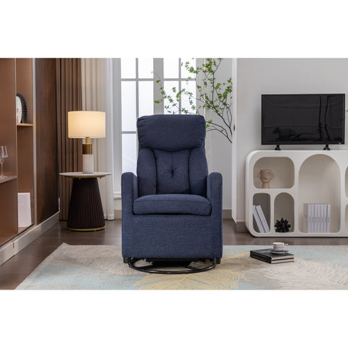 022-Linen Fabric Swivel Rocking Chair Gilder Chair With Pocket