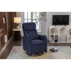 022-Linen Fabric Swivel Rocking Chair Gilder Chair With Pocket