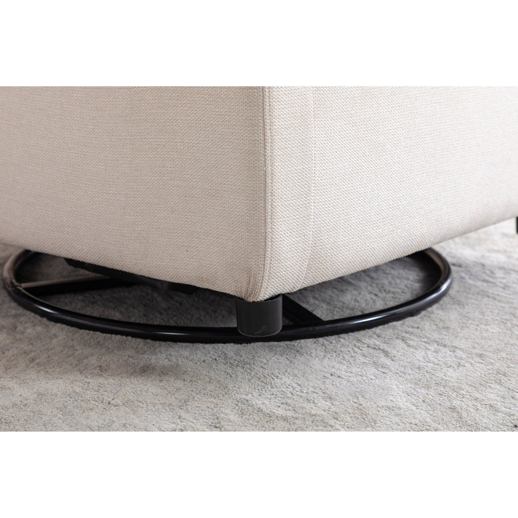 022-Linen Fabric Swivel Rocking Chair Gilder Chair With Pocket