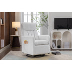 022-Linen Fabric Swivel Rocking Chair Gilder Chair With Pocket