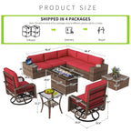 10 PCS Patio Furniture Set with Fire Pit Table