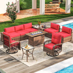 10 PCS Patio Furniture Set with Fire Pit Table