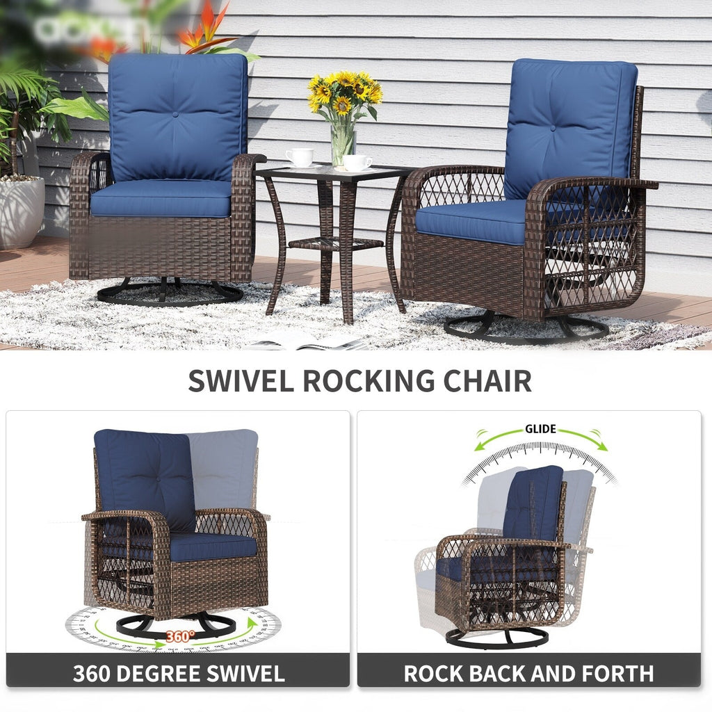 10 PCS Patio Furniture Set with Fire Pit Table