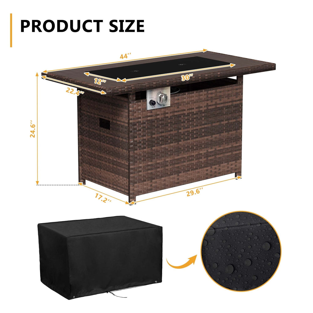 10 PCS Patio Furniture Set with Fire Pit Table
