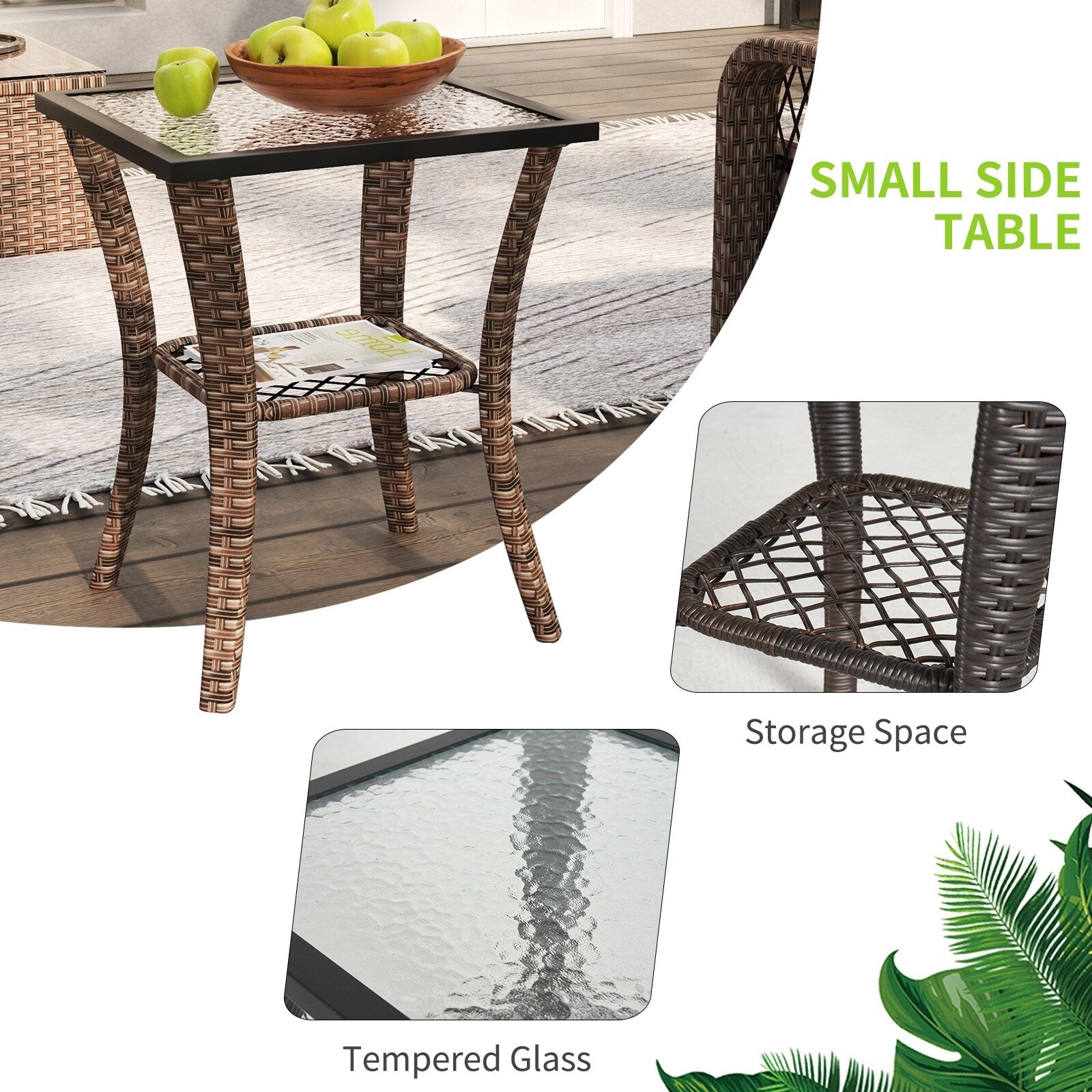 10 PCS Patio Furniture Set with Fire Pit Table