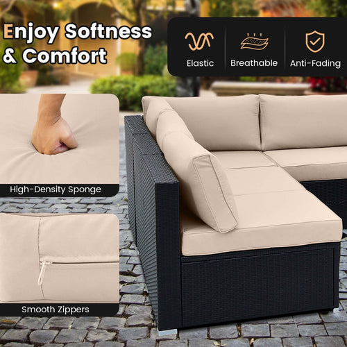 10 PCS Patio Rattan Furniture Set Wicker Sofa Table Cushioned Seat