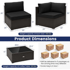 10 PCS Patio Rattan Furniture Set Wicker Sofa Table Cushioned Seat