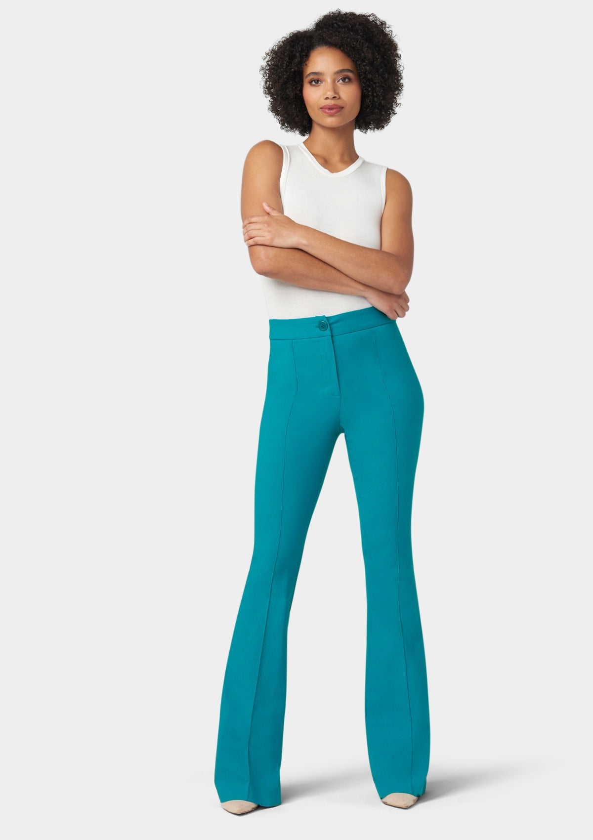 Pantalon évasé taille haute