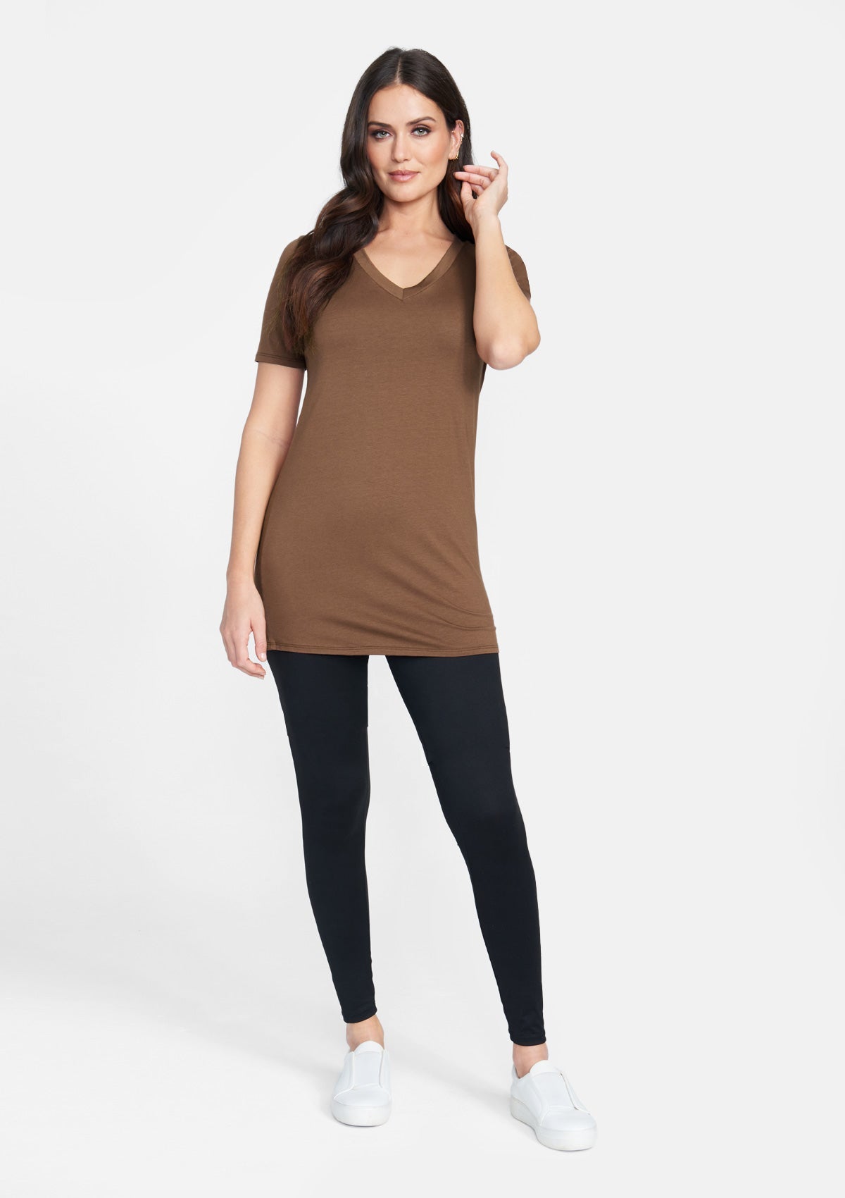 Alloy Basics - T-shirt col V taille haute
