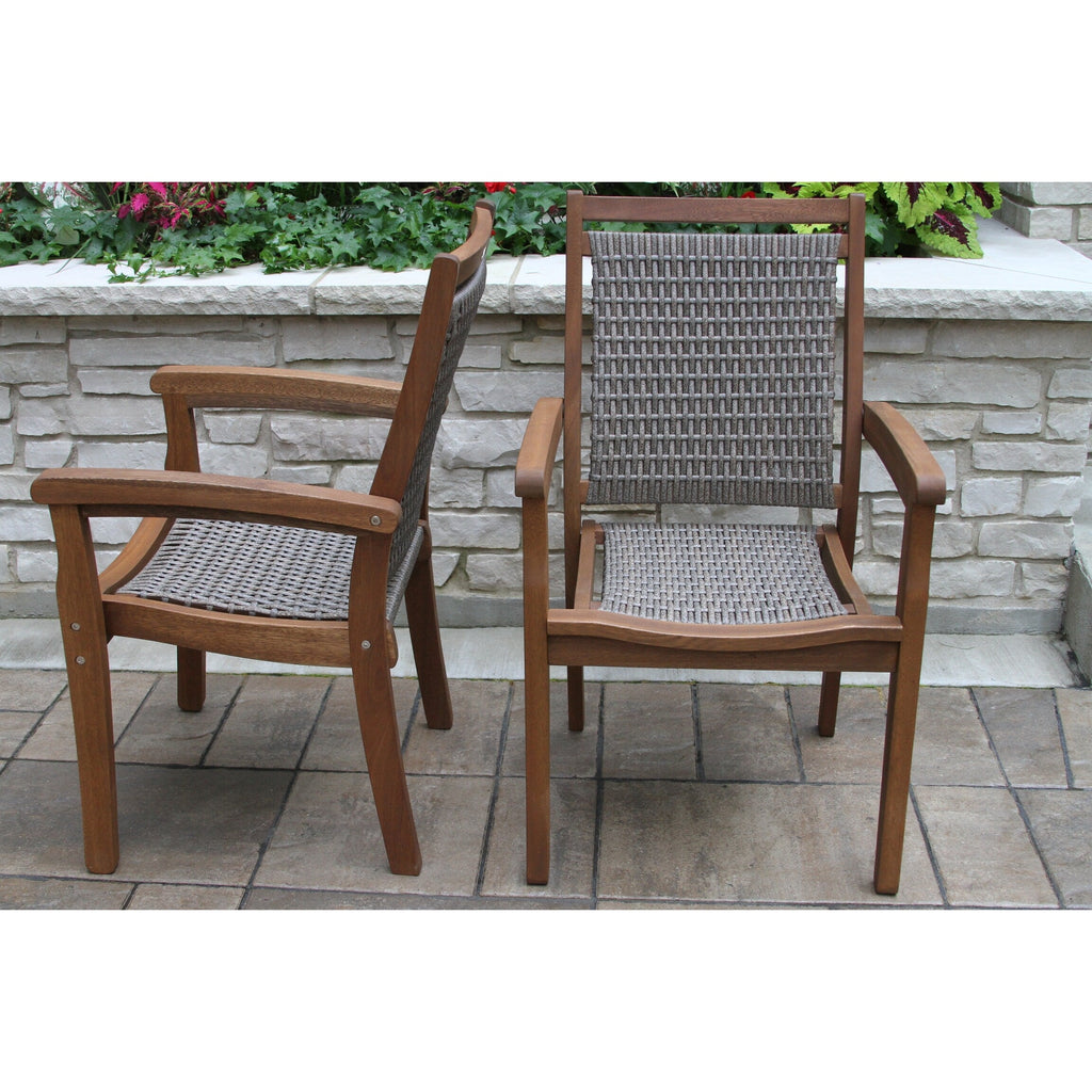 Eilaf 7 pc. Lazy Susan Set with Wicker Stacking Chairs