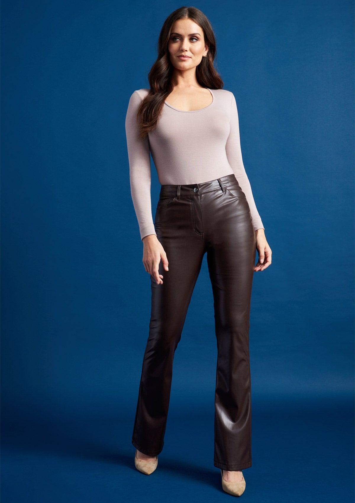 Pantalon évasé en similicuir Tall Lexa